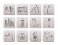 Fire-brigade and fireman equipment icons Royalty Free Stock Photo