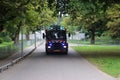 Fire brigade of The Hague with blue lights and sirens in the Zuiderpark