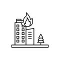 Fire, building icon. Simple line, outline vector elements of natural disasters icons for ui and ux, website or mobile application