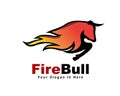 Fire bull jump moving fast logo design inspiration