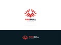 Fire Bull Logo Design. Geometric Bull Head Logo with Burning Concept