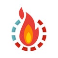 Fire burn calories icon, flat style