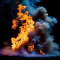 A fire is burning in the air, with smoke and flames surrounding it Royalty Free Stock Photo