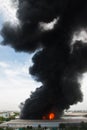Fire burning and black smoke over cargo Royalty Free Stock Photo