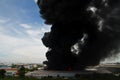 Fire burning and black smoke over cargo Royalty Free Stock Photo