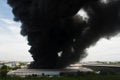 Fire burning and black smoke over cargo Royalty Free Stock Photo