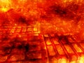 Fire burning brick floor