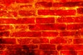 Fire burning brick wall