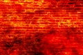 Fire burning brick wall