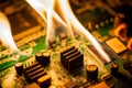 Fire Burning circuit board with electronic