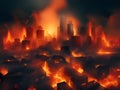 a fire burning in the city of the world Royalty Free Stock Photo