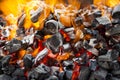 The fire, burning coals close up. Royalty Free Stock Photo