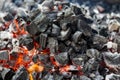 The fire, burning coals close up. Royalty Free Stock Photo