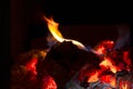 Fire, burning coals. Flame close up Royalty Free Stock Photo