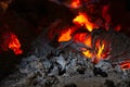 Fire, burning coals. Flame close up Royalty Free Stock Photo