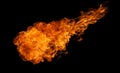 Fire and burning flame of explosive fireball isolated on dark background for graphic design