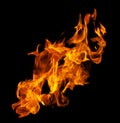 Fire and burning flame isolated on dark background for graphic design