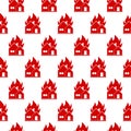 Fire in burning house seamless pattern isolated on white background Royalty Free Stock Photo