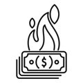 Fire burning money financial crisis concept icon Royalty Free Stock Photo