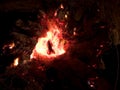 Fire burning at night Royalty Free Stock Photo