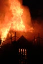 Fire. burning old wooden house Royalty Free Stock Photo