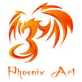 Fire burning Phoenix Bird with white background