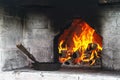 A fire is burning in the stone oven Royalty Free Stock Photo