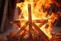 fire burning wooden cross