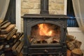 Fire burns in the fireplace Royalty Free Stock Photo