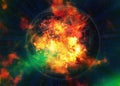 Fire burst planet on space backgrounds Royalty Free Stock Photo