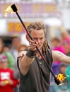 Fire busker juggle twirler Royalty Free Stock Photo