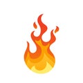 Fire, Campfire Icon, Torch Flame, Cartoon Single Burning Bonfire Blaze Symbol. Glowing Shining Flare With Long Tongues