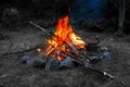 Fire at campsite Royalty Free Stock Photo