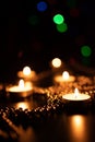 Fire of candle on christmas background. Christmas candles burning at night. Abstract candles background. Royalty Free Stock Photo