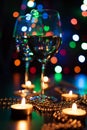 Fire of candle on christmas background. Christmas candles burning at night. Abstract candles background. Royalty Free Stock Photo