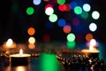 Fire of candle on christmas background. Christmas candles burning at night. Abstract candles background. Royalty Free Stock Photo