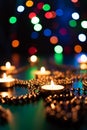 Fire of candle on christmas background. Christmas candles burning at night. Abstract candles background. Royalty Free Stock Photo