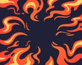 Fire cartoon background. Comic book fire flame frame, flaming border. Wallpaper with blazing ignite edges vector Royalty Free Stock Photo