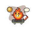 Fire character illustration ride a skateboard