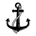 Anchor vector icon logo rope boat pirate helm maritime Nautical illustration symbol graphic Royalty Free Stock Photo