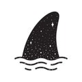 Shark fin icon logo night sky space dolphin whale fish ocean symbol illustration