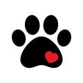 Dog paw vector footprint heart icon logo pet cat kitten cartoon character graphic symbol illustration french bulldog bear doodle Royalty Free Stock Photo