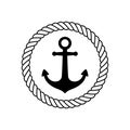 Anchor vector icon rope logo boat symbol pirate helm Nautical maritime simple illustration graphic doodle design