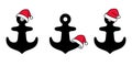 Anchor vector christmas santa claus hat icon logo helm boat symbol pirate Nautical maritime simple cartoon illustration graphic do Royalty Free Stock Photo