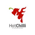 Fire Chili logo design vector template, Red Chili Illustration, Symbol Icon