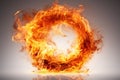Fire circle with space for text. isolated on white background. AI Generated Royalty Free Stock Photo
