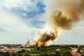 Fire in the city overview. Royalty Free Stock Photo