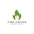 Fire and coffee negative space logo design Royalty Free Stock Photo