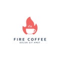 Fire and coffee negative space logo design Royalty Free Stock Photo