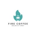Fire and coffee negative space logo design Royalty Free Stock Photo